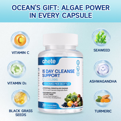 *Ahete 15 Day Cleanse - Gut and Colon Support - Advanced Gut Cleanse Detox for Women & Men, 30 Capsules