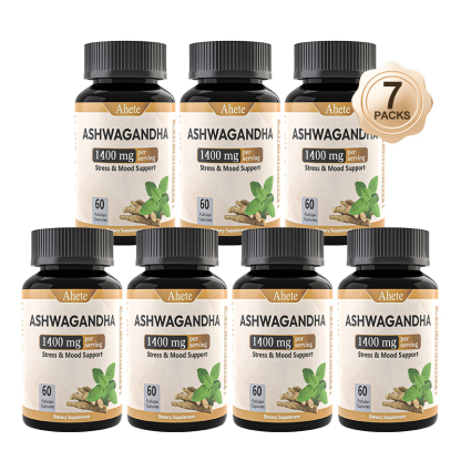 AHETE 1400mg Ashwagandha Root Extract Capsules - Relax & Mood Support Supplement, 60 Count - Allergen-Free Formula for Men & Women - Dietary Supplement for Emotional Well-Being