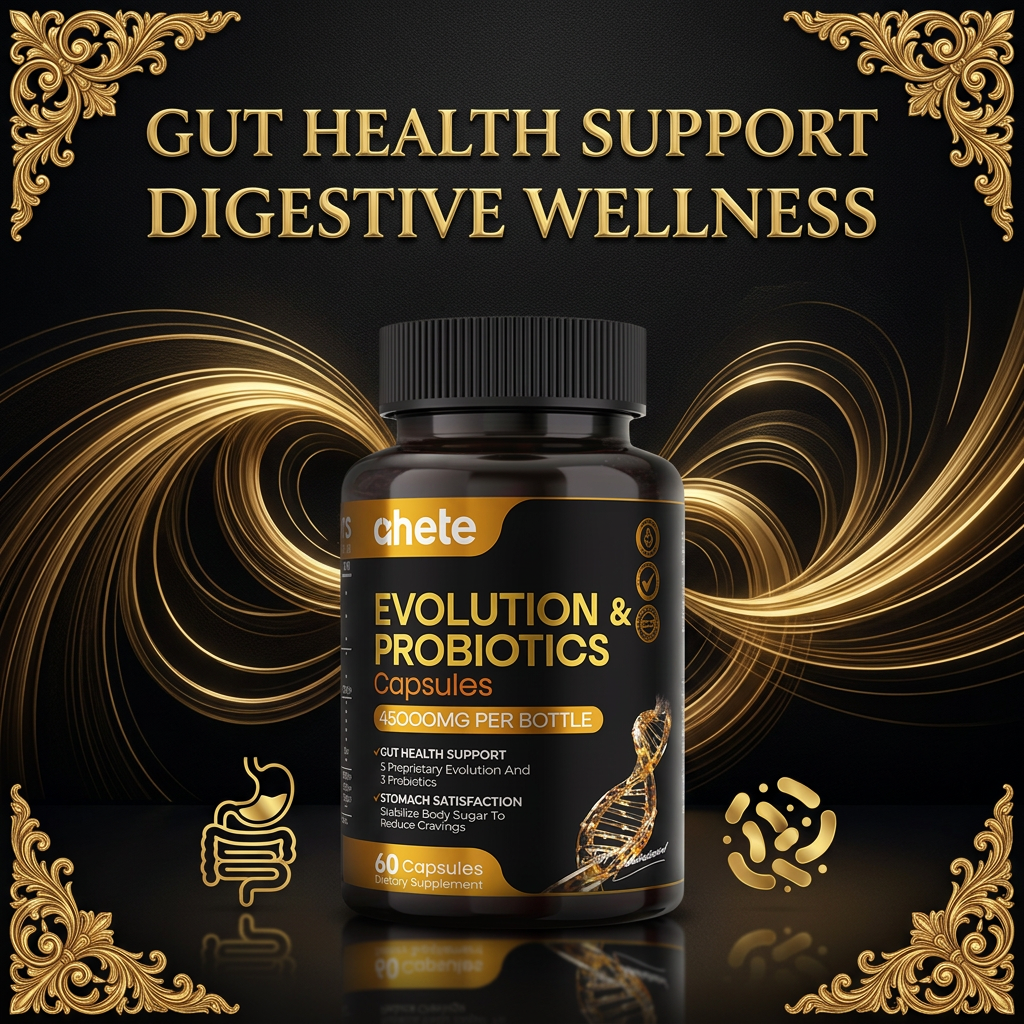 Ahete Evolution & Probiotics Capsules with GLP-1 core complex formula, total 60 capsules, serving size 2 capsules daily, 30-day supply.