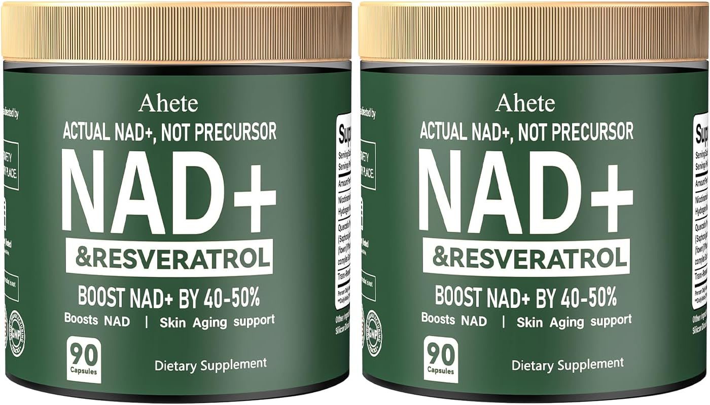Ahete NAD+ Resveratrol Supplement, Supports Energy, Focus & Healthy Aging, 900mg per Serving, 180  Capsules (90 Day Supply)