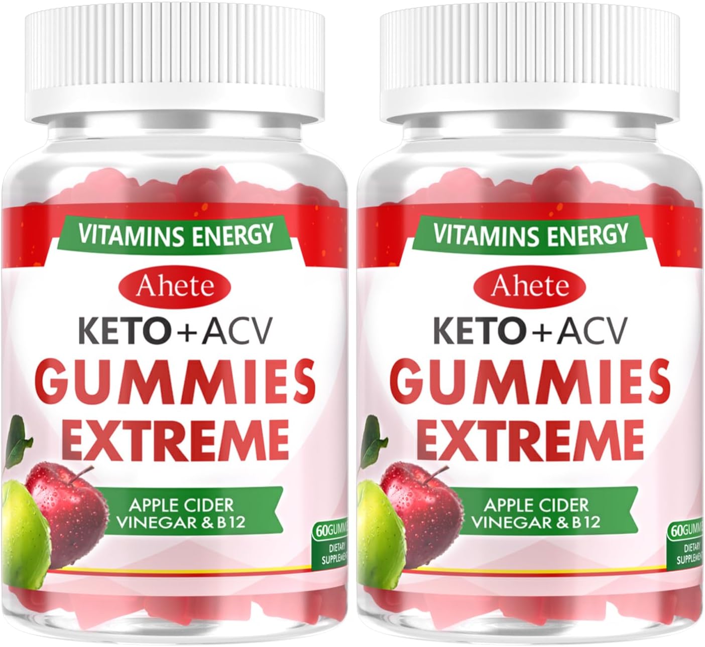 Apple Cider Vinegar Gummies with Vitamin B6 & B12, 60 ACV Gummies Dietary 