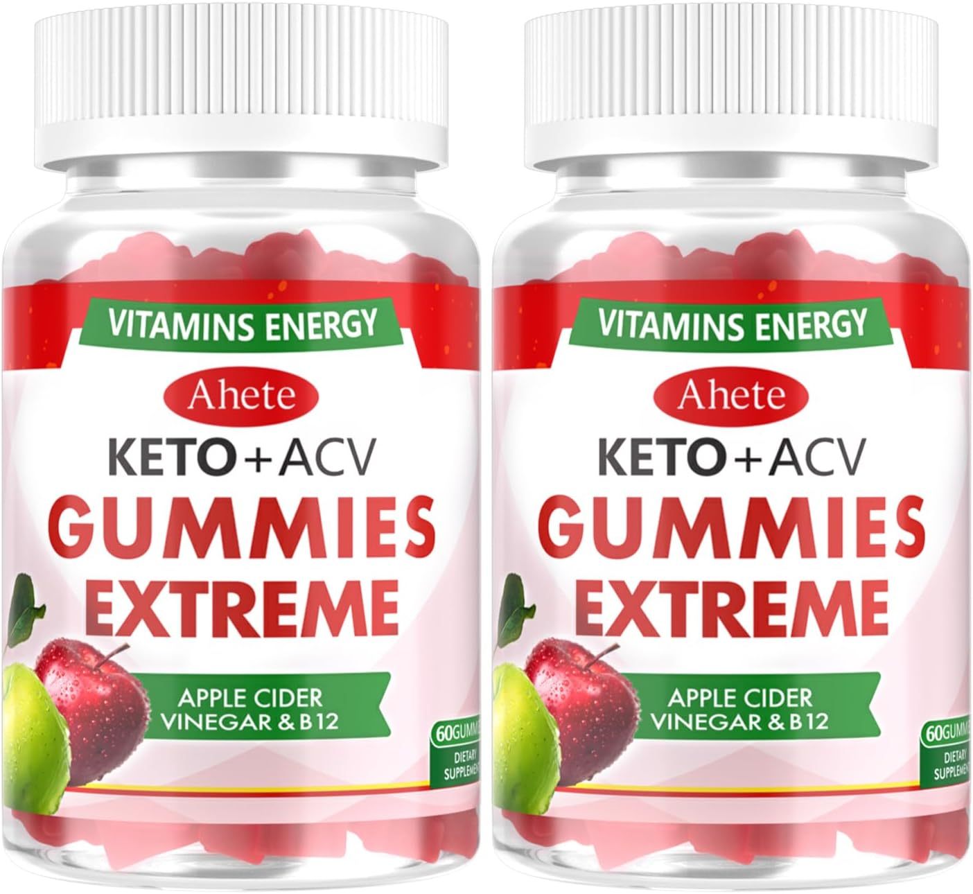 Apple Cider Vinegar Gummies with Vitamin B6 & B12, 60 ACV Gummies Dietary 