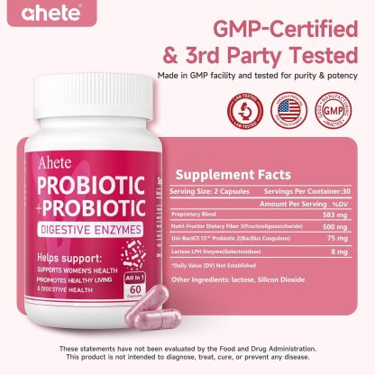 Women Probiotic, Organic Probiotic for PH Balance, Digestive Health, Women’s Health, Immune System, Vaginal Health, 60 Capsules, 30 Days Supply