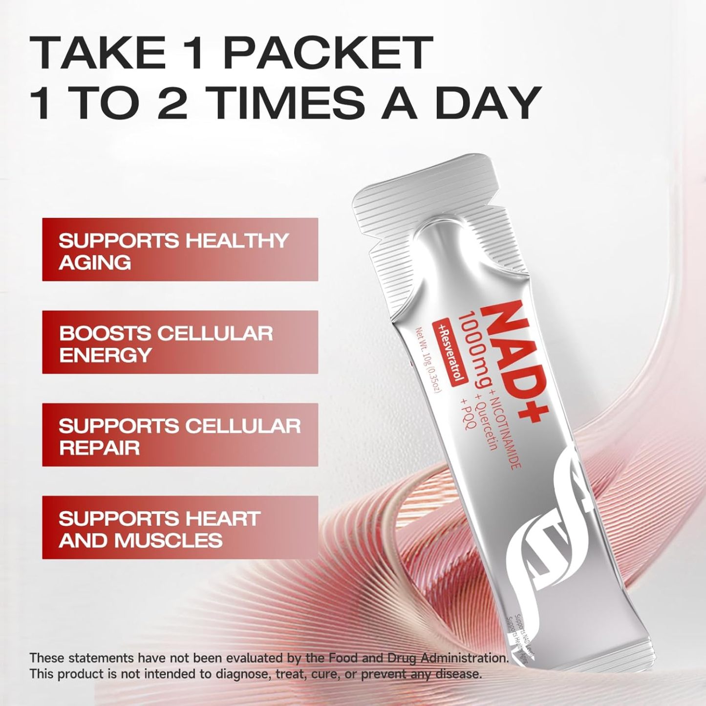 Ahete NAD Liquid Supplement, Nicotinamide Adenine Dinucleotide & Resveratrol with PQQ, Supports Energy, Focus & Healthy Aging, 1000mg per Serving, 90 Packets (90 Days Supply)