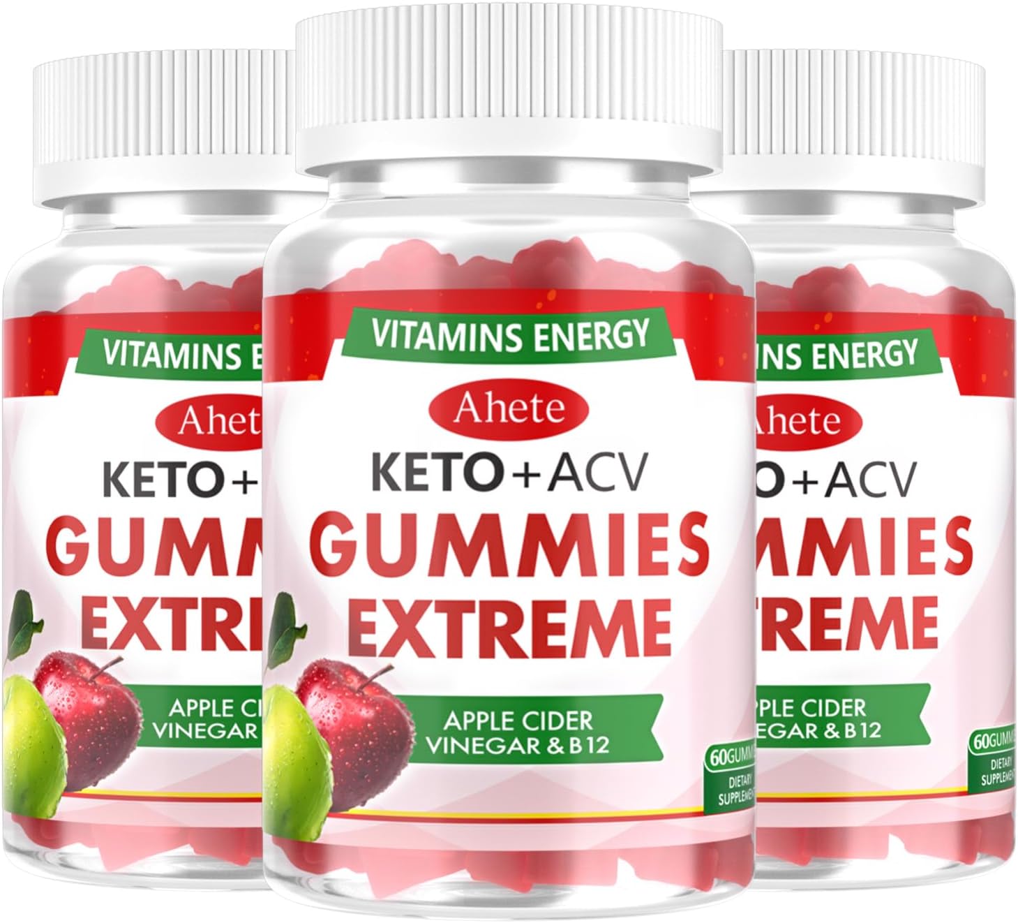 Apple Cider Vinegar Gummies with Vitamin B6 & B12, 60 ACV Gummies Diet