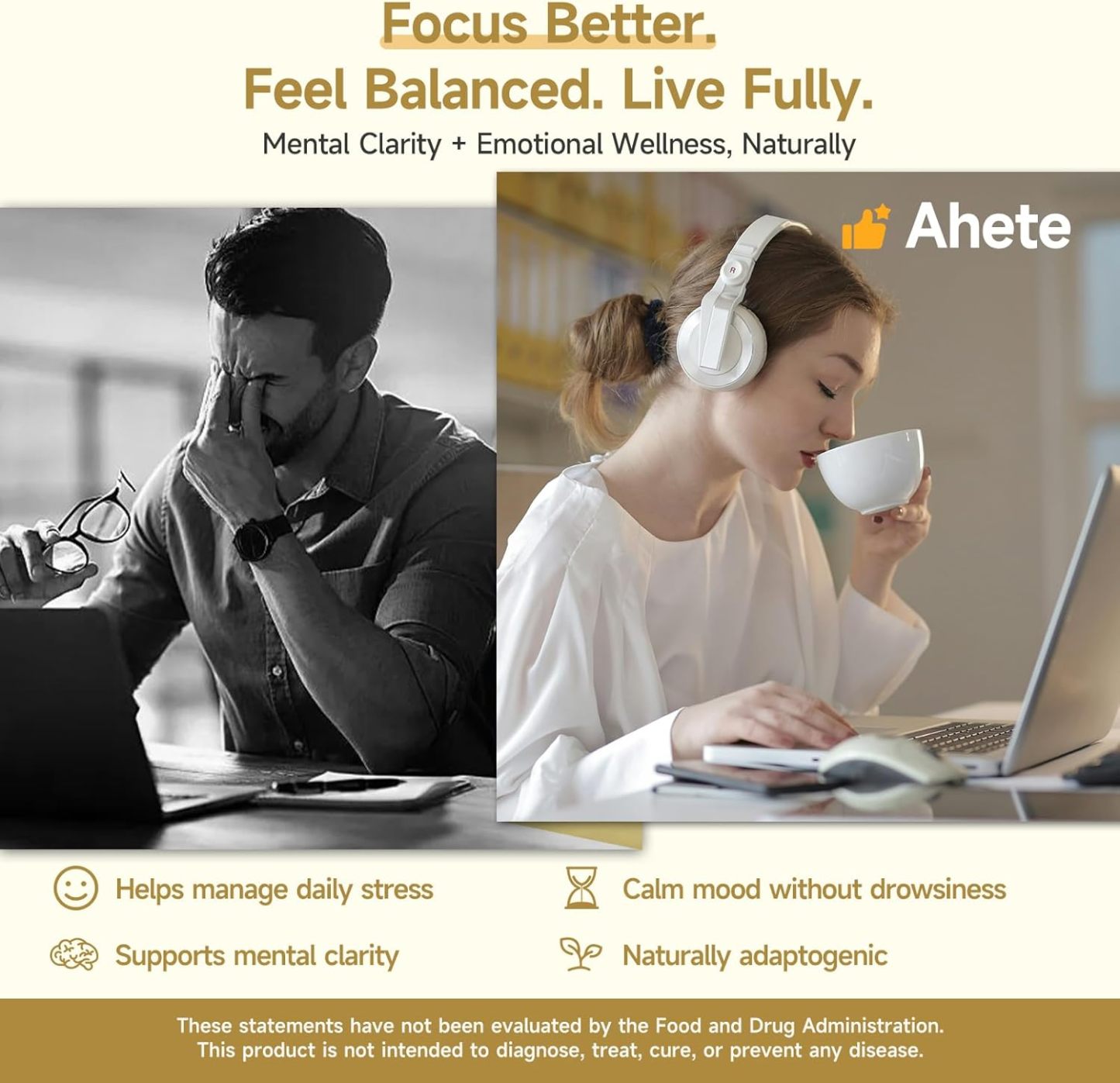 Ashwagandha Supplement, Stress Relief and Mood Enhancer, 1400mg Ashwagandha Powder and Root Extract, 60 Capsules, 30 Days Supply