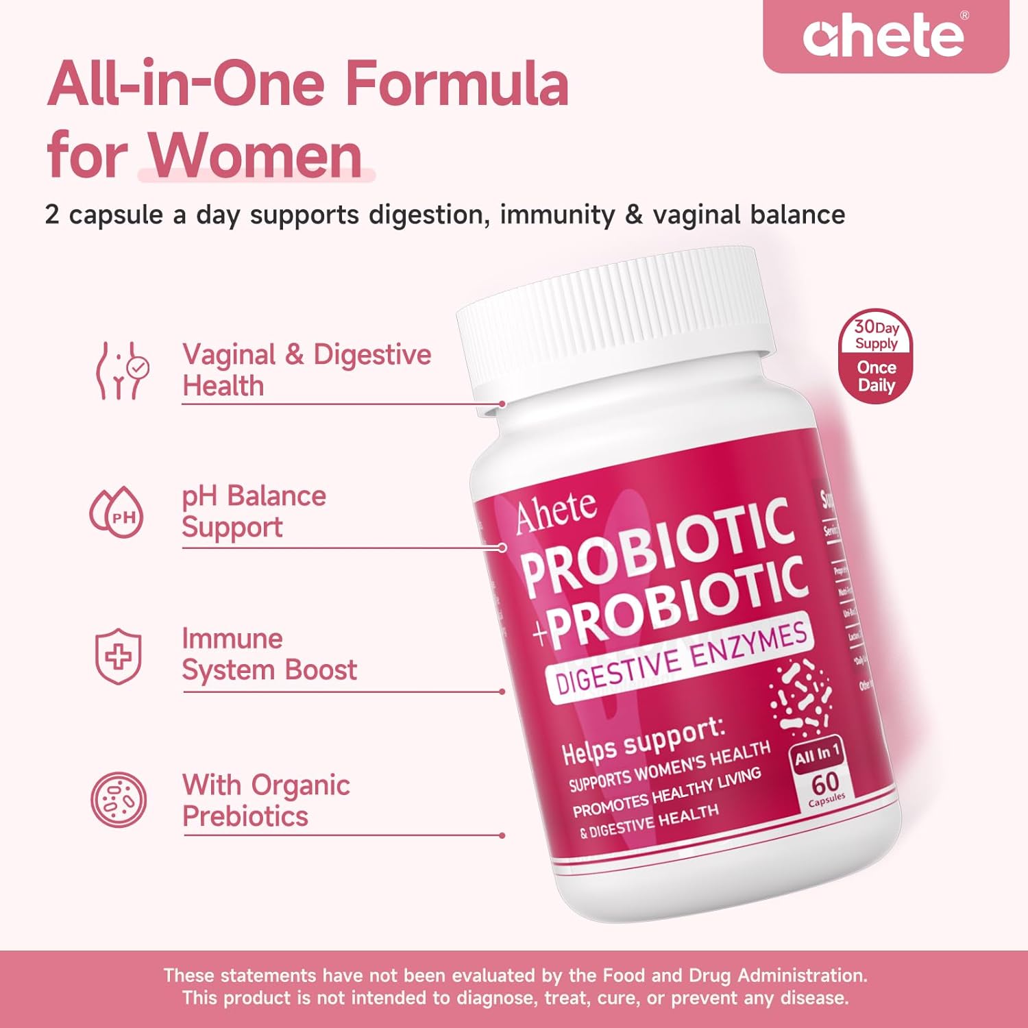 Women Probiotic, Organic Probiotic for PH Balance, Digestive Health, W