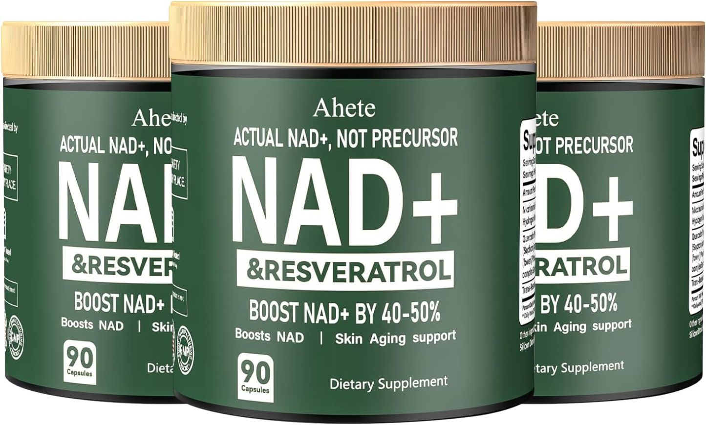 Ahete NAD+ Resveratrol Supplement, Supports Energy, Focus & Healthy Aging, 900mg per Serving, 180  Capsules (90 Day Supply)