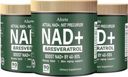 Ahete NAD+ Resveratrol Supplement, Supports Energy, Focus & Healthy Aging, 900mg per Serving, 180  Capsules (90 Day Supply)