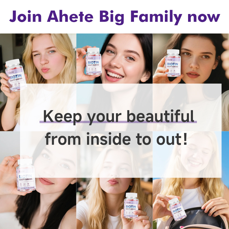 Ahete Biotin Gummies - Scalp Hair Follicles Are Healthy and Circulating, Hormonal Balance, Contains A Variety of Biotin and Vitamins | Grape Flavour, 60 Capsules, 30 Days