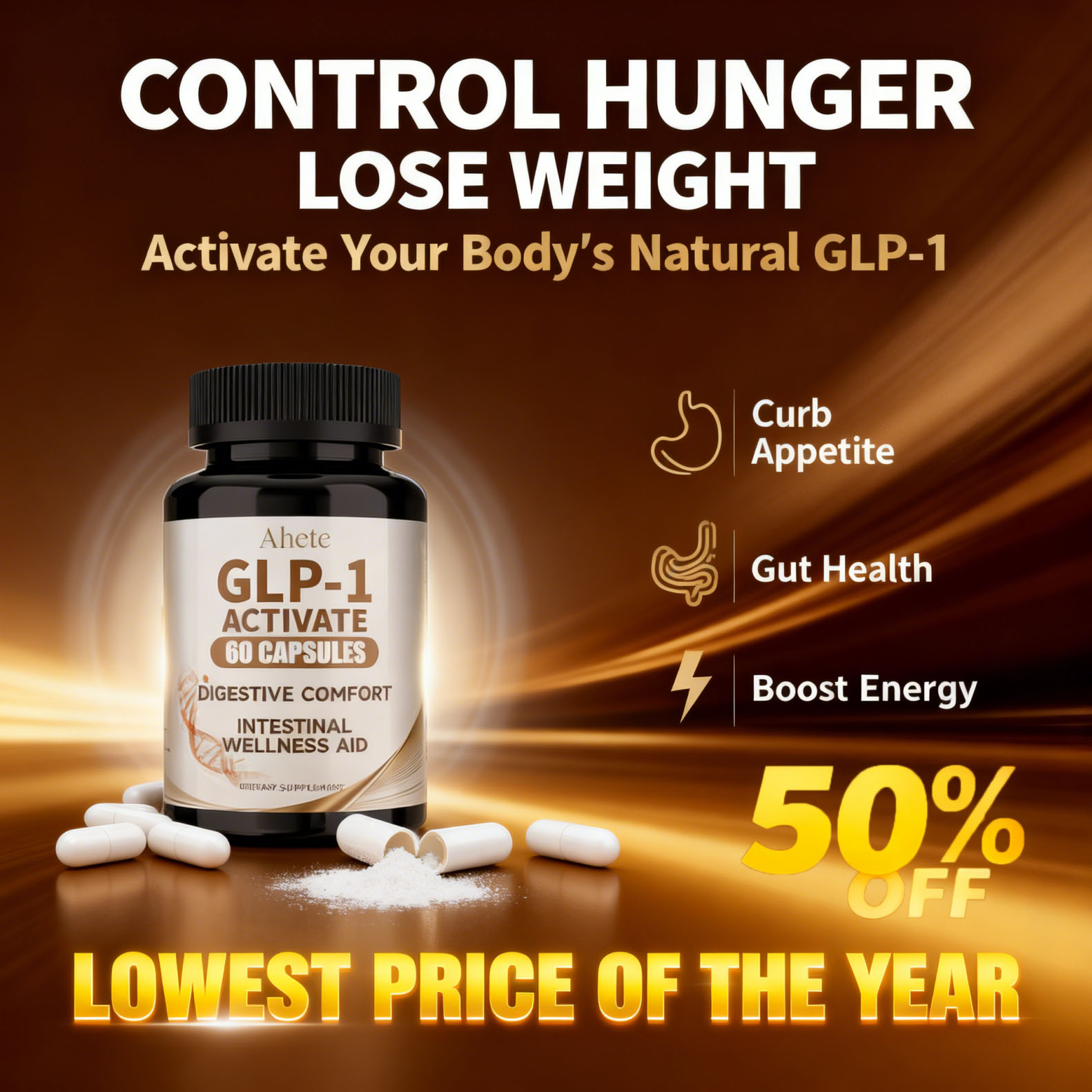 ⚡Lowest Prices of the Year 50% OFF--Ahete Control Hunger, Lose Weight | GLP-1 Core Formula