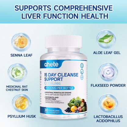 *Ahete 15 Day Cleanse - Gut and Colon Support - Advanced Gut Cleanse Detox for Women & Men, 30 Capsules