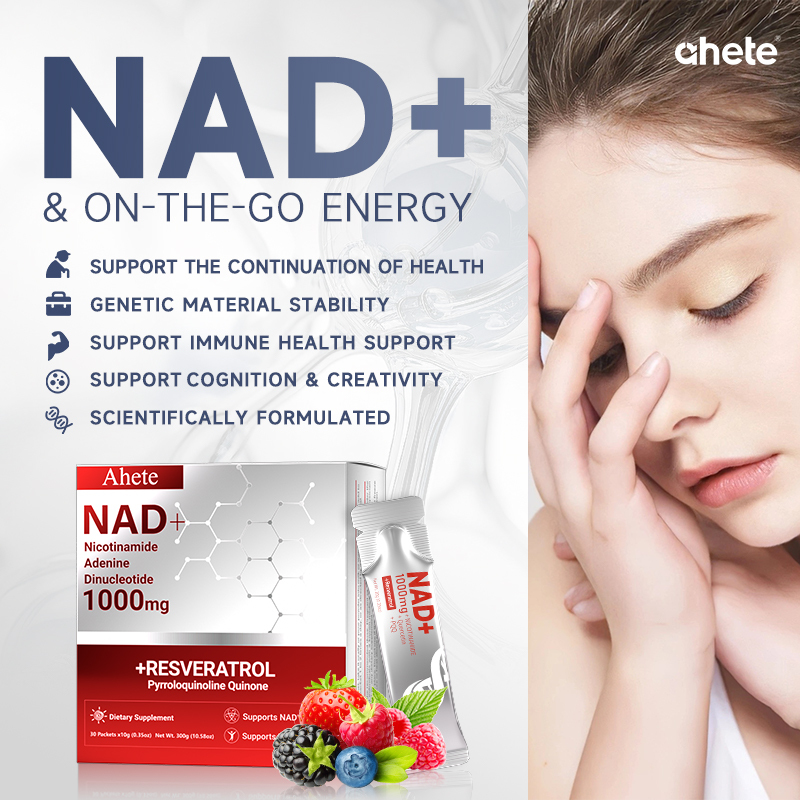 Ahete NAD Liquid Supplement, Nicotinamide Adenine Dinucleotide & Resveratrol with PQQ, Supports Energy, Focus & Healthy Aging, 1000mg per Serving, 90 Packets (90 Days Supply)