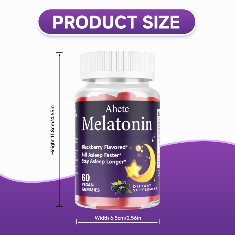 Ahete Sleep Gummies, Melatonin Gummies with Chamomile, Valerian & L Theanine, Safe & Effective, Vegan Melatonin
