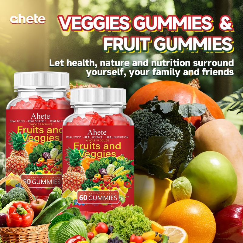 Fruits and Veggies Gummies Supplement, Vitamin A C E with 30+ Fruits and Vegetables for Women, Men and Kids, 120 Gummies, 60 Day Supply