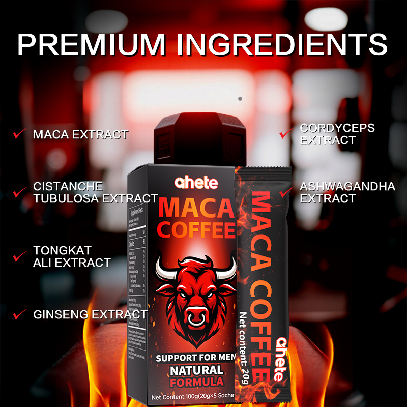 *Ahete Maca Energy Coffee, High-quality Coffee Bean Powder Paired with Maca Root, Dongge Ali, Ginseng, Cordyceps Sinensis, Ashwagandha