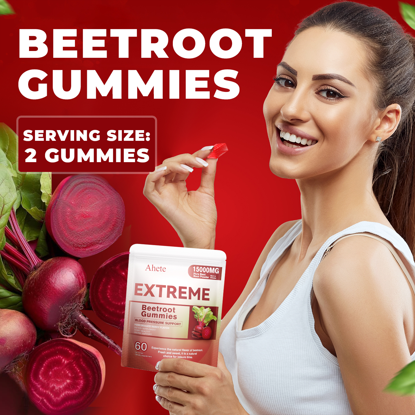 AHETE Beetroot Gummies - 3-in-1 Super Nutritious Formula