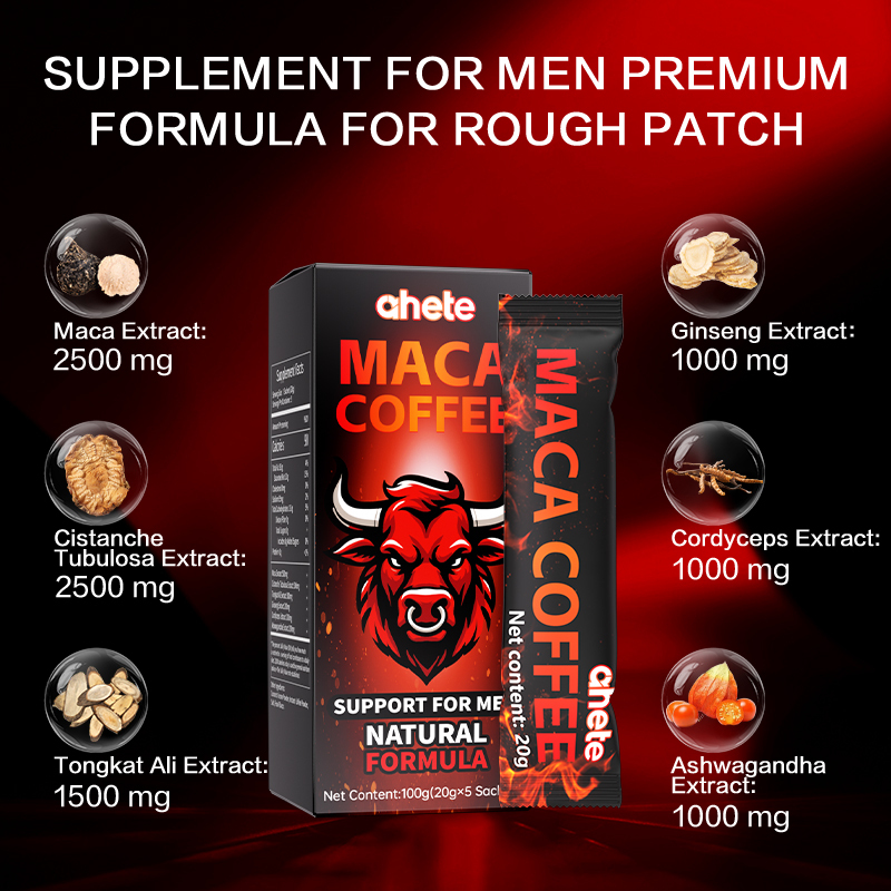 *Ahete Maca Energy Coffee, High-quality Coffee Bean Powder Paired with Maca Root, Dongge Ali, Ginseng, Cordyceps Sinensis, Ashwagandha
