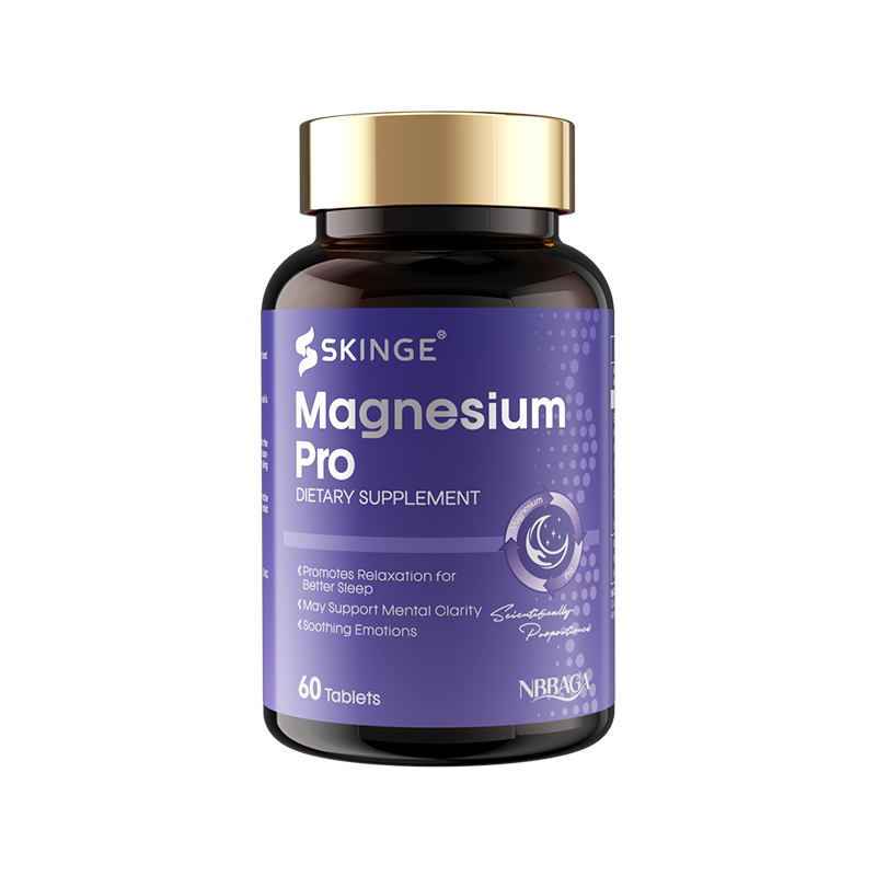 SKINGE&NBBAGA MAGNESIUM PRO TABLETS, Magnesium Glycinate & Gluconate Blend Supplement, Supports Relaxation for Daily Sleep, May Support Mental Clarity & Calming Emotions, 60 Tablets, Dietary Supplement