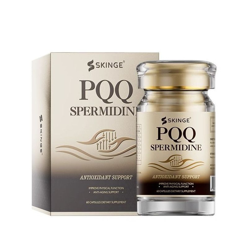 SKINGE PQQ CAPSULES, PQQ & Spermidine Complex Dietary Supplement, Antioxidant Support, Supports Cellular Wellness & Natural Energy Maintenance, 60 Capsules
