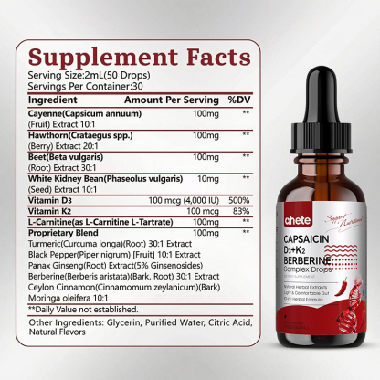 CAPSAICIN D3+K2 BERBERINE Complex Drops