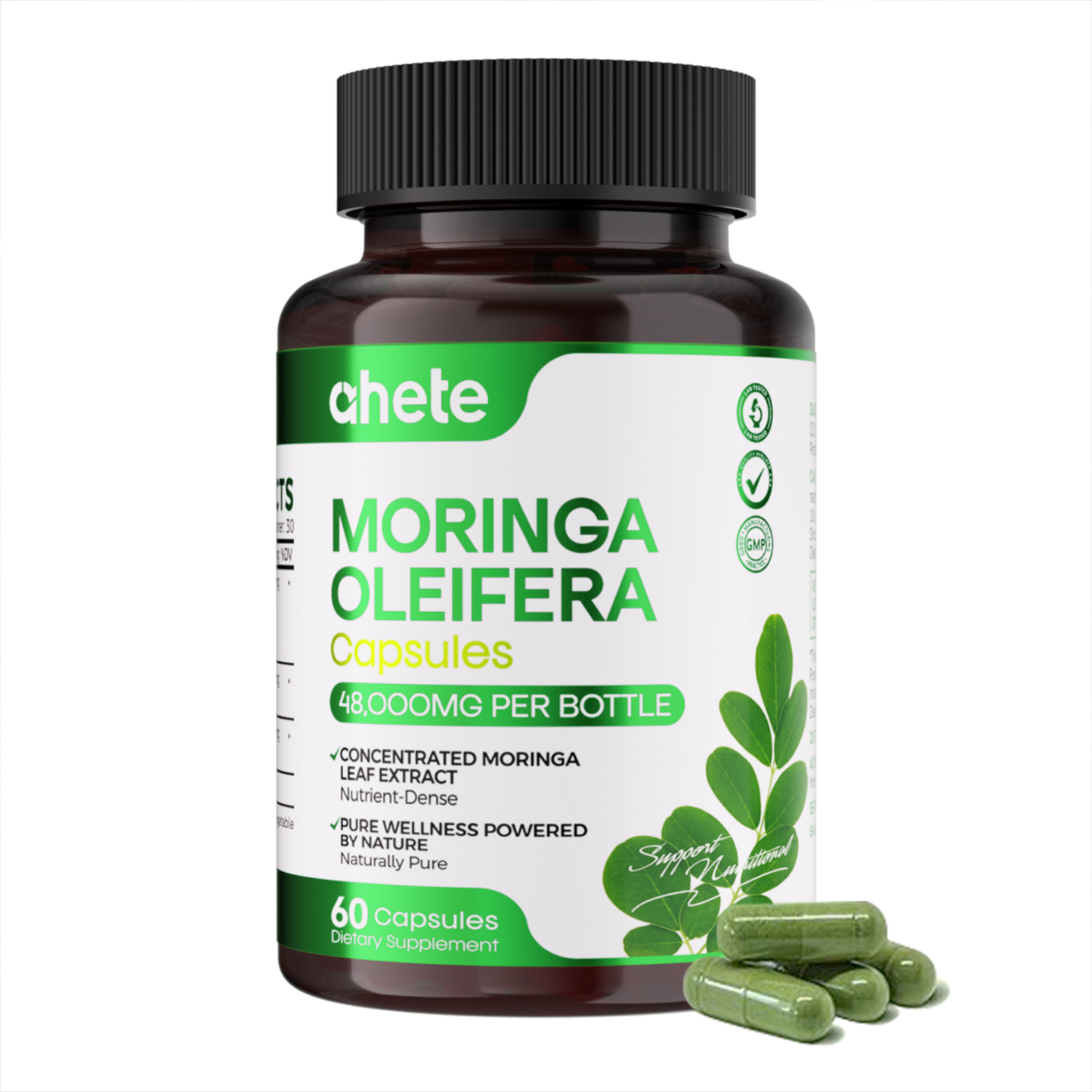 Ahete Moringa Oleifera Capsules - Turmeric & Moringa Extract With Black Pepper, Rich In Antioxidants - For Nutrition And Wellness, Green Superfood Supplements - Best Gift For Healthy Living