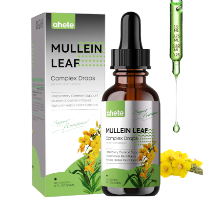 *Ahete Mullein Leaf Extract Drops for Lungs - Fast Absorption Liquid Herbal Supplement, Natural Respiratory Support with 99.9% Bioavailability, Hypoallergenic Mint-Infused Formula, 6fl.oz