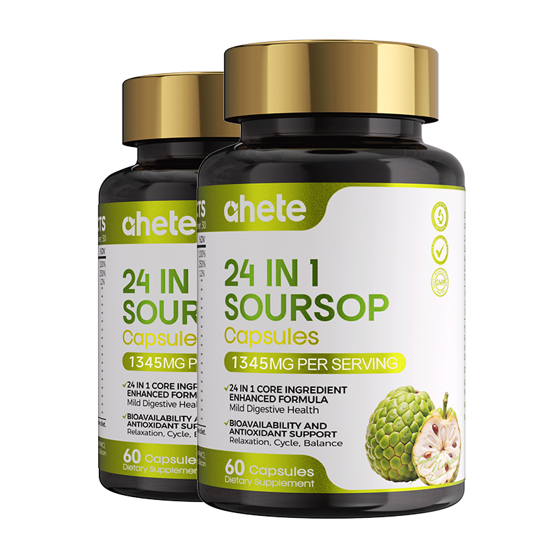 Ahete 24 IN 1 Soursop Graviola Capsules, Antioxidant & Digestive Comfort Support, With Soursop Extract, Black Seed, Turmeric & NAD+, 60 Vegetarian Capsules