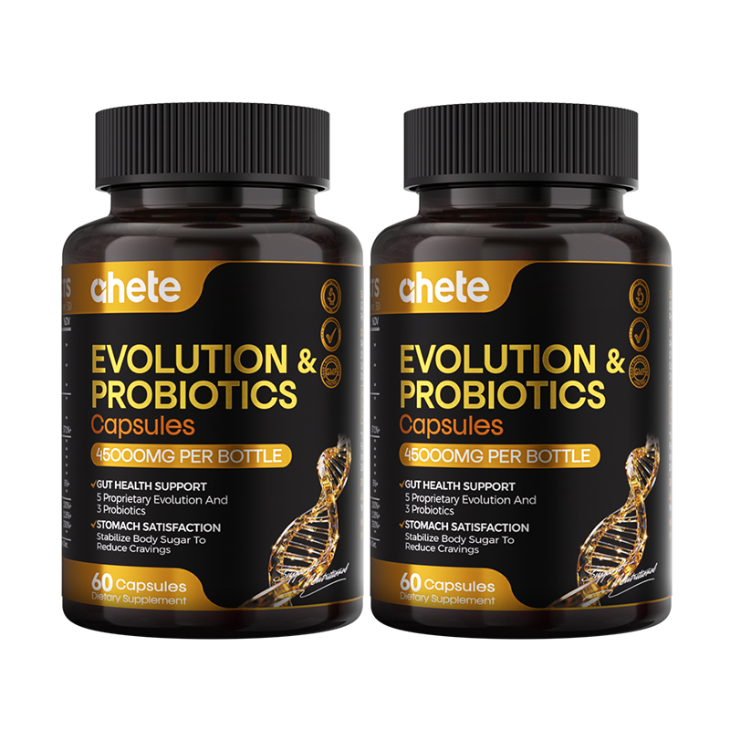 Ahete Evolution & Probiotics Capsules with GLP-1 core complex formula, total 60 capsules, serving size 2 capsules daily, 30-day supply.