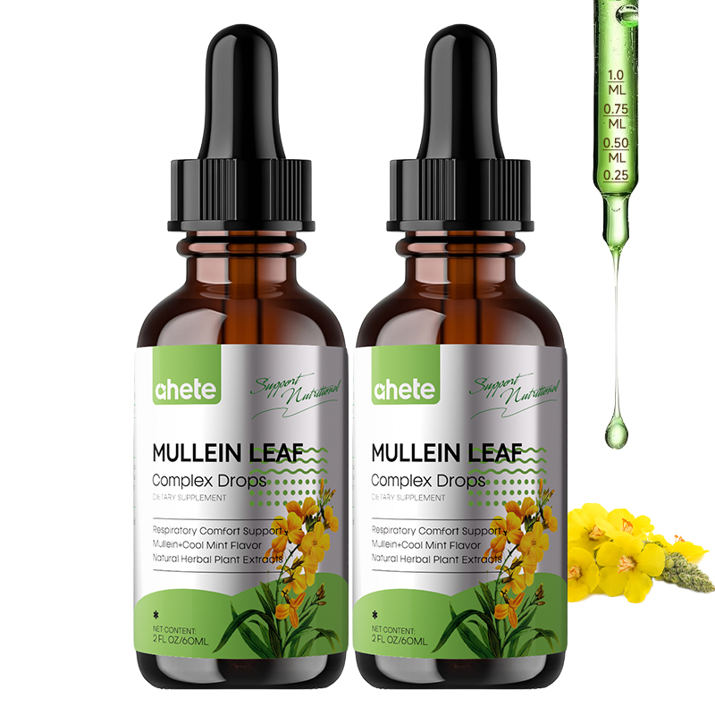 *Ahete Mullein Leaf Extract Drops for Lungs - Fast Absorption Liquid Herbal Supplement, Natural Respiratory Support with 99.9% Bioavailability, Hypoallergenic Mint-Infused Formula, 6fl.oz
