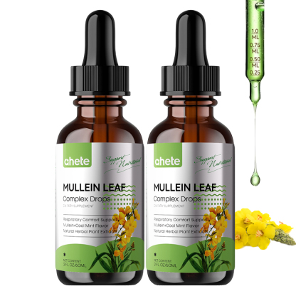 *Ahete Mullein Leaf Extract Drops for Lungs - Fast Absorption Liquid Herbal Supplement, Natural Respiratory Support with 99.9% Bioavailability, Hypoallergenic Mint-Infused Formula, 6fl.oz