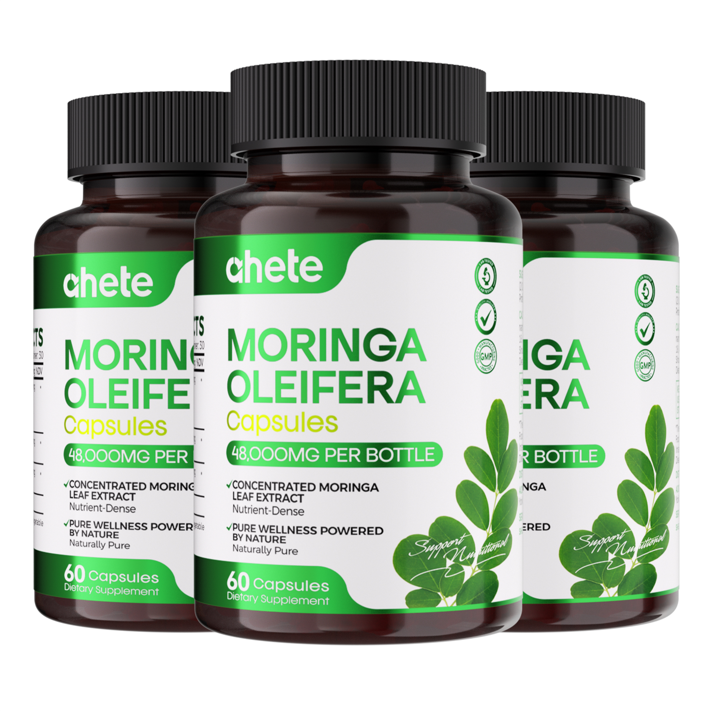 Ahete Moringa Oleifera Capsules - Turmeric & Moringa Extract With Black Pepper, Rich In Antioxidants - For Nutrition And Wellness, Green Superfood Supplements - Best Gift For Healthy Living