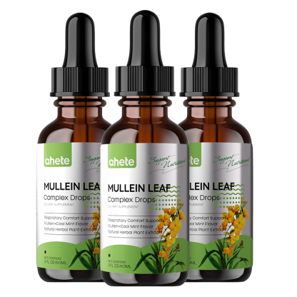 *Ahete Mullein Leaf Extract Drops for Lungs - Fast Absorption Liquid Herbal Supplement, Natural Respiratory Support with 99.9% Bioavailability, Hypoallergenic Mint-Infused Formula, 6fl.oz