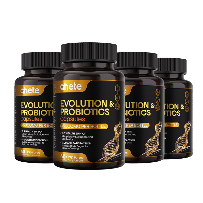 Ahete Evolution & Probiotics Capsules with GLP-1 core complex formula, total 60 capsules, serving size 2 capsules daily, 30-day supply.