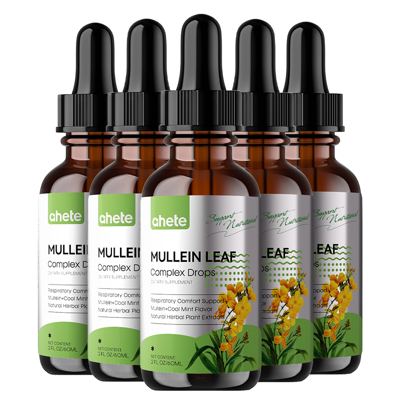 *Ahete Mullein Leaf Extract Drops for Lungs - Fast Absorption Liquid Herbal Supplement, Natural Respiratory Support with 99.9% Bioavailability, Hypoallergenic Mint-Infused Formula, 6fl.oz