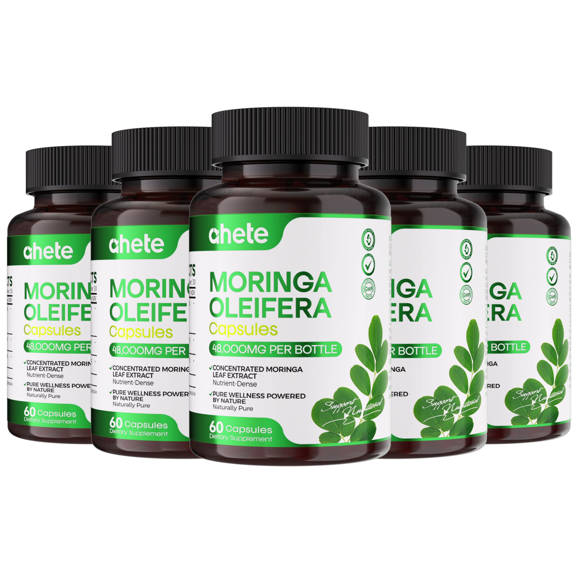 Ahete Moringa Oleifera Capsules - Turmeric & Moringa Extract With Black Pepper, Rich In Antioxidants - For Nutrition And Wellness, Green Superfood Supplements - Best Gift For Healthy Living