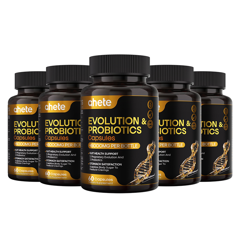 Ahete Evolution & Probiotics Capsules with GLP-1 core complex formula, total 60 capsules, serving size 2 capsules daily, 30-day supply.