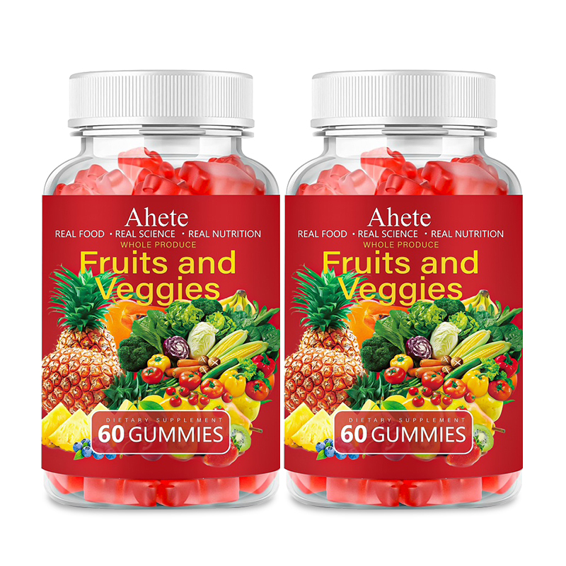 Fruits and Veggies Gummies Supplement, Vitamin A C E with 30+ Fruits and Vegetables for Women, Men and Kids, 120 Gummies, 60 Day Supply