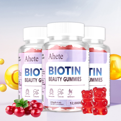 Ahete Biotin Gummies - Scalp Hair Follicles Are Healthy and Circulating, Hormonal Balance, Contains A Variety of Biotin and Vitamins | Grape Flavour, 60 Capsules, 30 Days