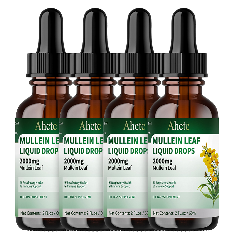 Ahete Mullein Leaf Extract Drops for Lungs - Fast Absorption Liquid Herbal Supplement, Natural Respiratory Support with 99.9% Bioavailability, Hypoallergenic Mint-Infused Formula, 6fl.oz