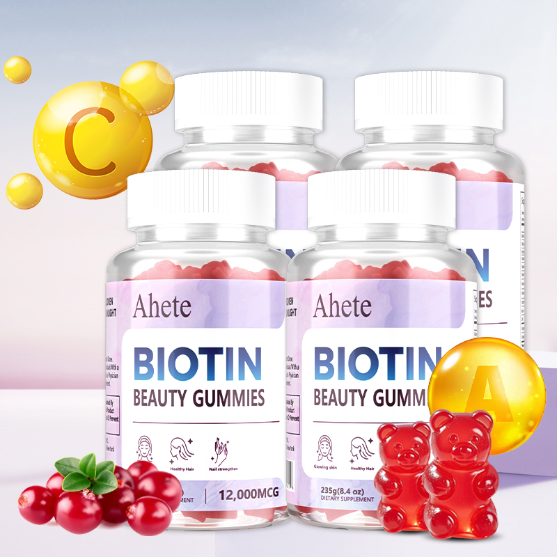 [Biotin Gummies, AHETE] 60pcs Biotin Gummies - 12000mcg, Vitamin-Enriched with Collagen for Hair, Skin & Nail Growth - Hypoallergenic, Supports Healthy Shine & Strength - for Men & Women