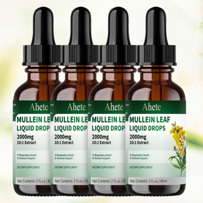 Ahete Mullein Leaf Extract Drops for Lungs - Fast Absorption Liquid Herbal Supplement, Natural Respiratory Support with 99.9% Bioavailability, Hypoallergenic Mint-Infused Formula, 6fl.oz