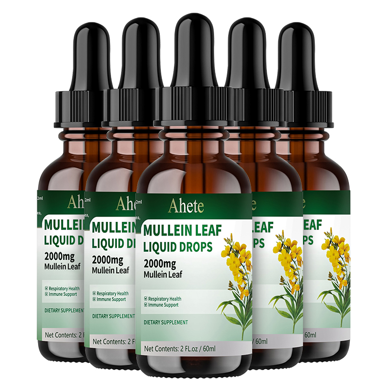 Ahete Mullein Leaf Extract Drops for Lungs - Fast Absorption Liquid Herbal Supplement, Natural Respiratory Support with 99.9% Bioavailability, Hypoallergenic Mint-Infused Formula, 6fl.oz