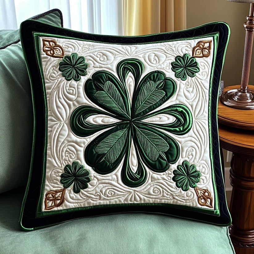 Irish Shamrock Quilted Pillow