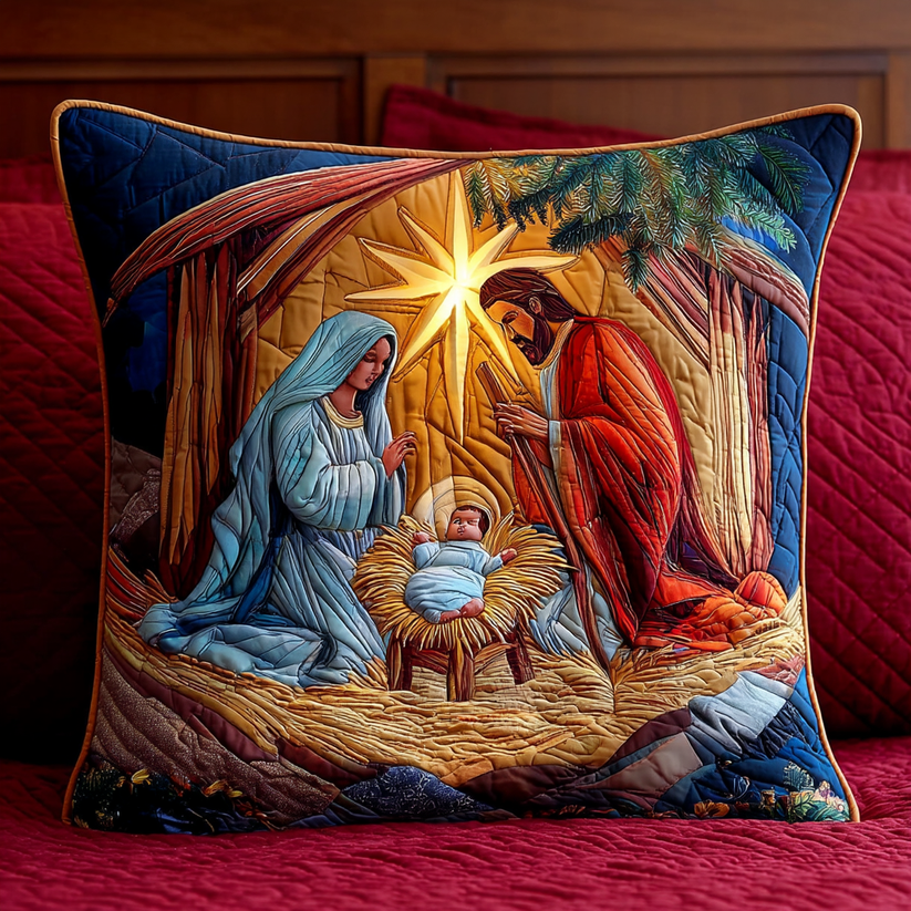 Star of Bethlehem Nativity Quilted Pillow