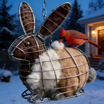 🐦Handmade Alpaca Fiber Bunny-Shaped Bird Nesting Frame - A Soft Gift for Birds & Your Garden