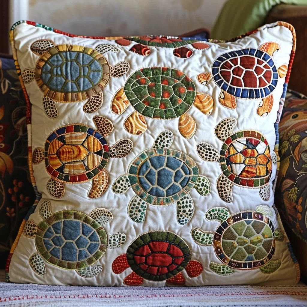 Turtle Quilted Pillow