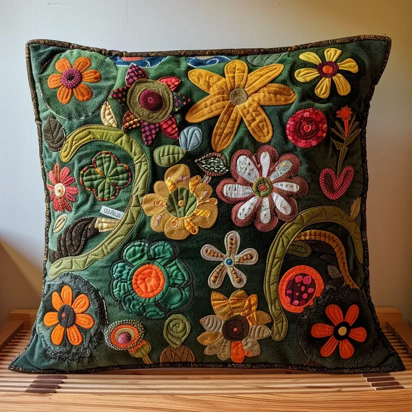 Lush Floral Quilted Pillow