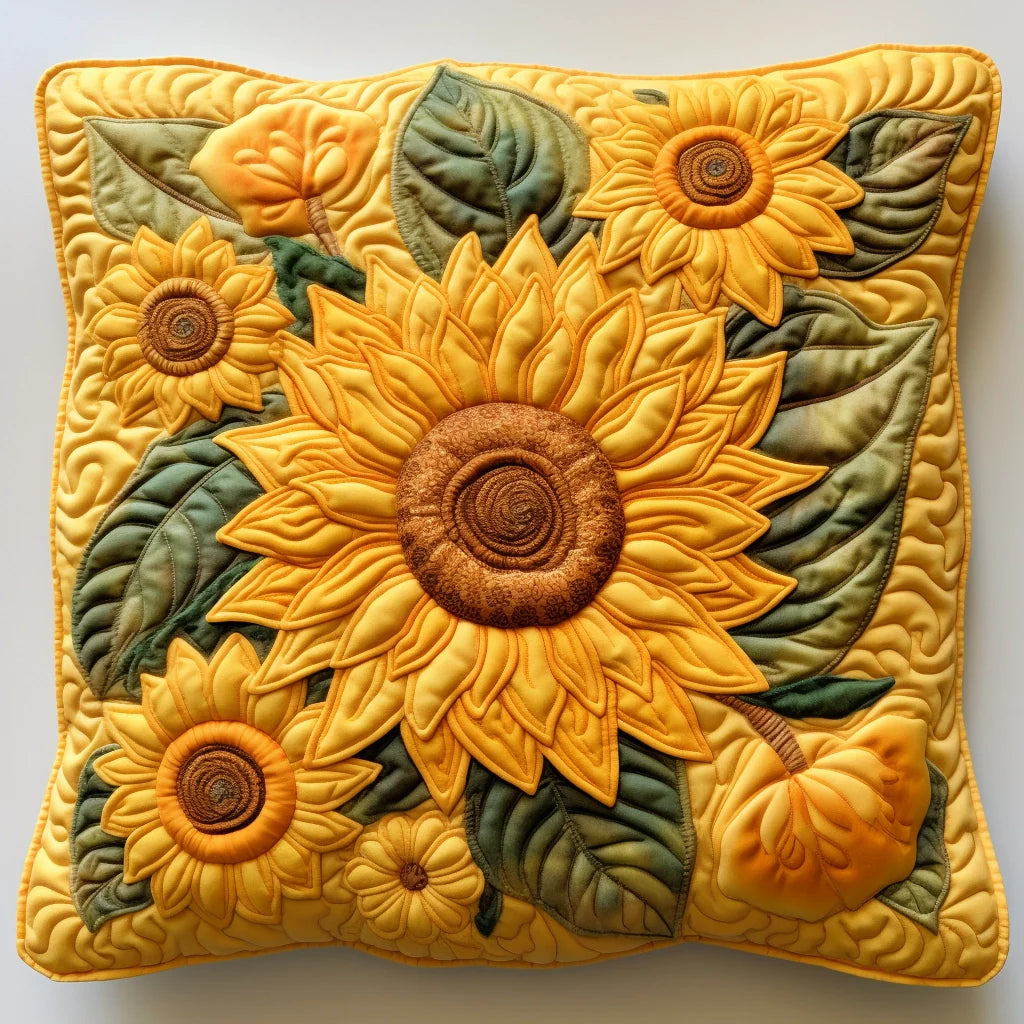 Sunflower Quilted Pillow