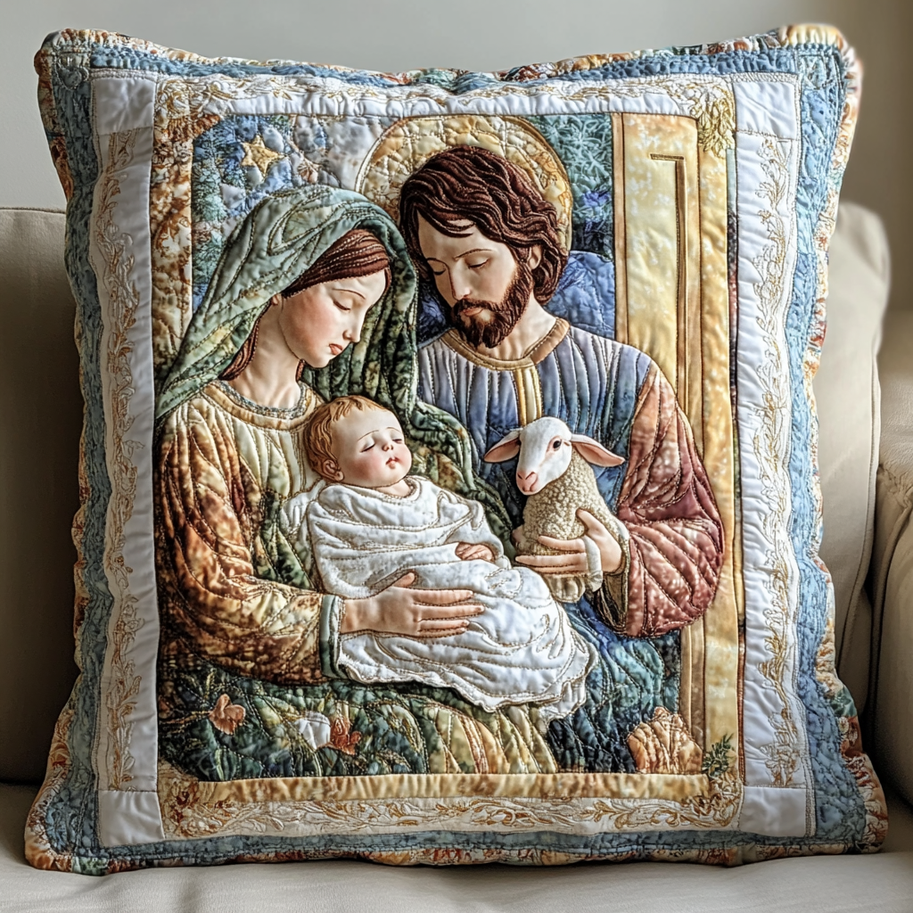 Nativity Quilted Pillow